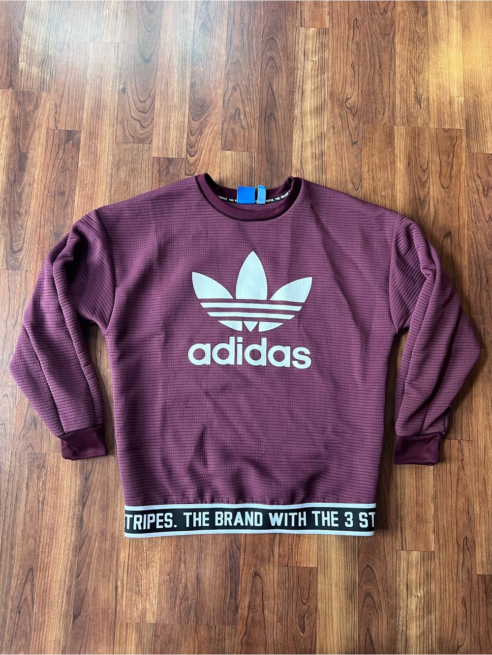 Adidas Originals Trefoil Maroon Textured Sweatshirt Women’s XS 3 Stripes